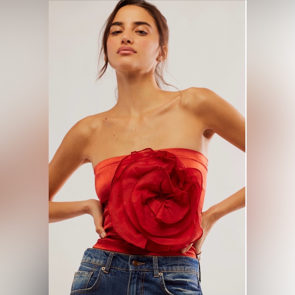 Free People Rosette Flower Tube Top